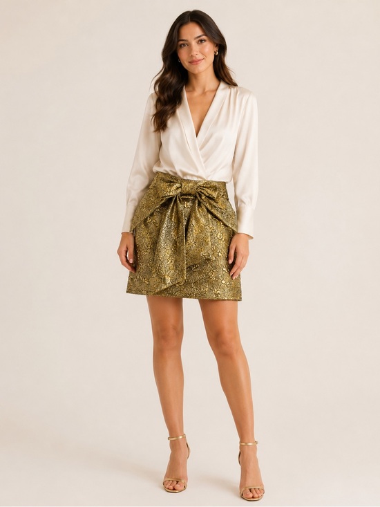Dresses & Skirts - Gold Brocade Pencil Skirt with Bow Waist